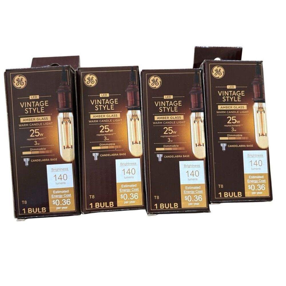 4 GE Lighting Vintage Style Amber Glass 25W LED3DFT8C-GV1P Bulbs